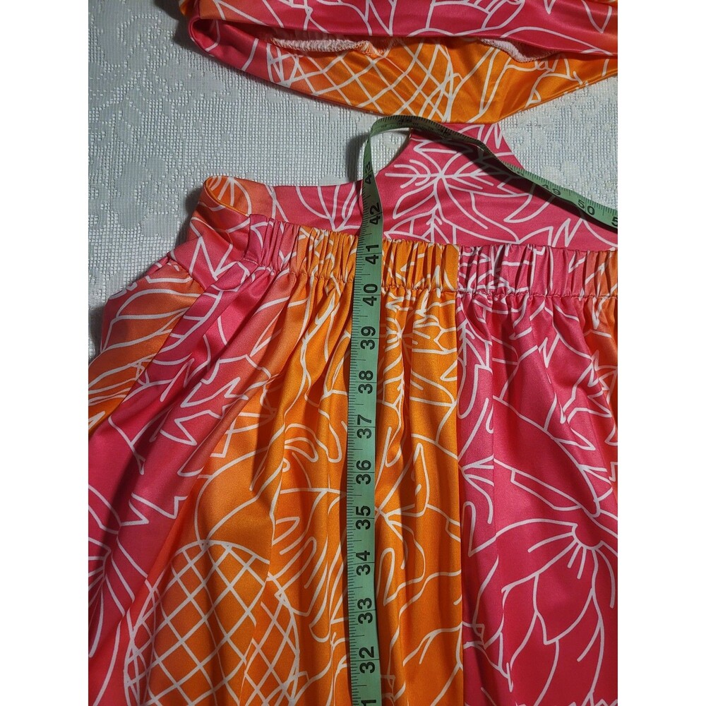 SHEIN Tropical Beach Halter Maxi Dress Pink Orange Small #103 - Picture 8 of 10